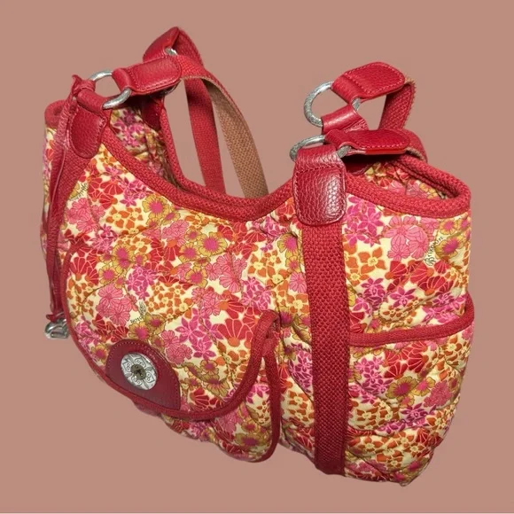 **SOLD**Brighton Vintage Floral Print Heart-Quilted Dual Strap Tote Dust Bag - Picture 6 of 13